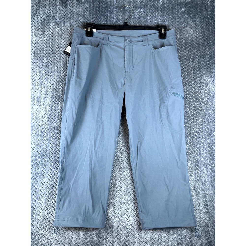 Eddie Bauer Cargo Capri Pants Womens 10 Slate Blue Nylon Stretch Straight Leg